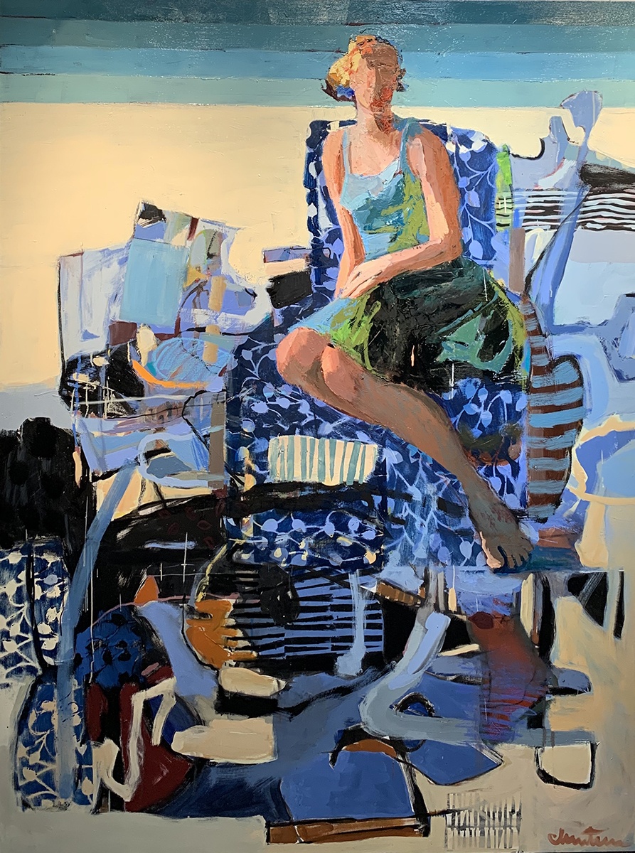 Figurative Abstract of Woman in chair at Beach
