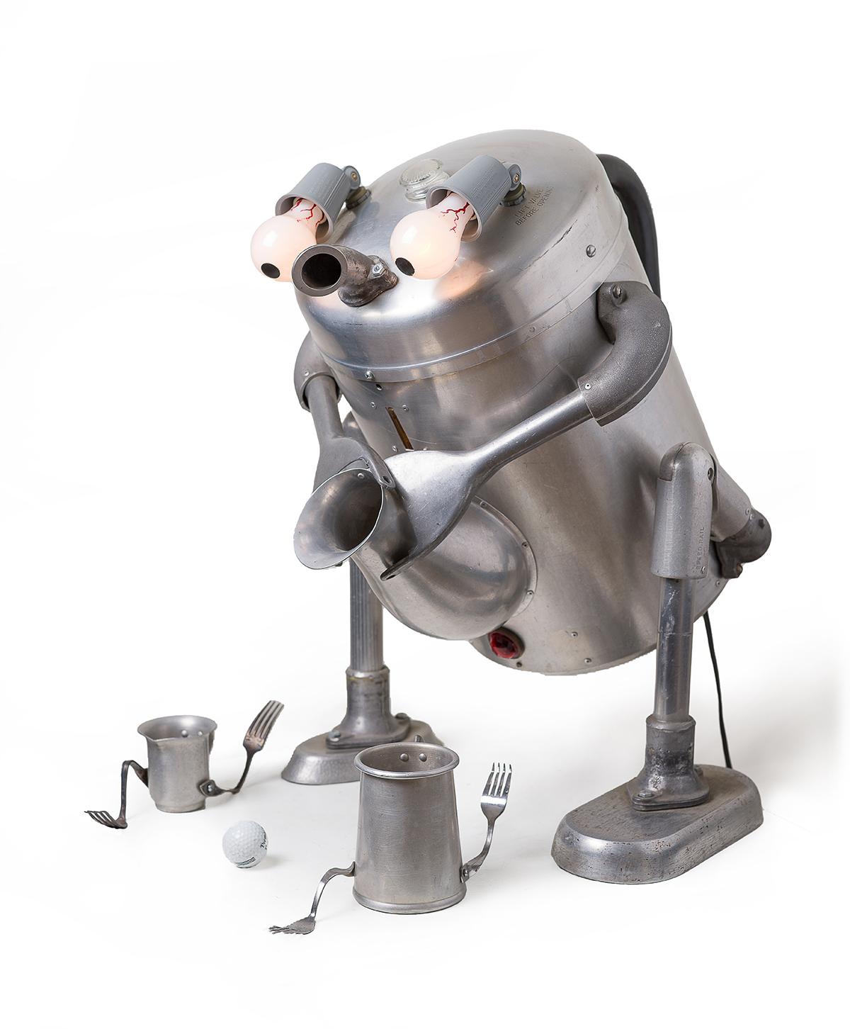 Robot Teapot Chasing Cups & Ball