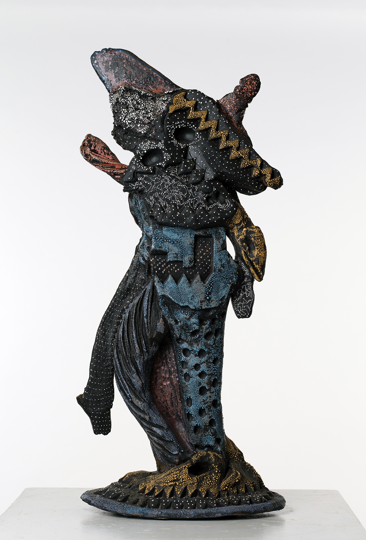 Untitled Ceramic Animal like figure, black and multicolor