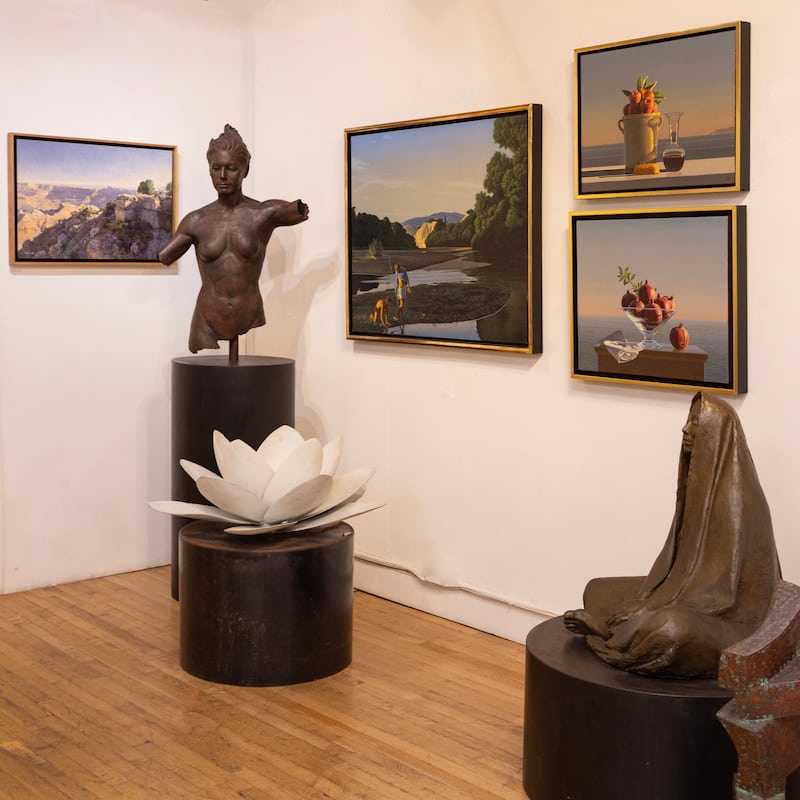 sculptures and paintings