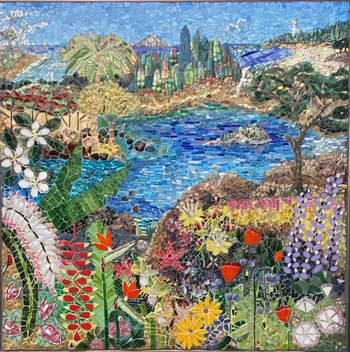 Garden Scene Mosaic Mural by Terrie Kvenild