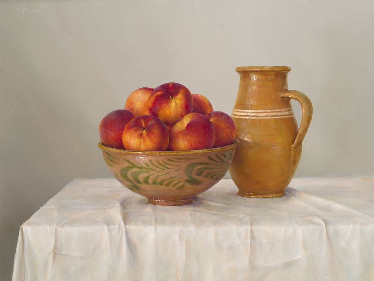 Peaches with Bowl and Yellow Pitcher by Pamela Carroll