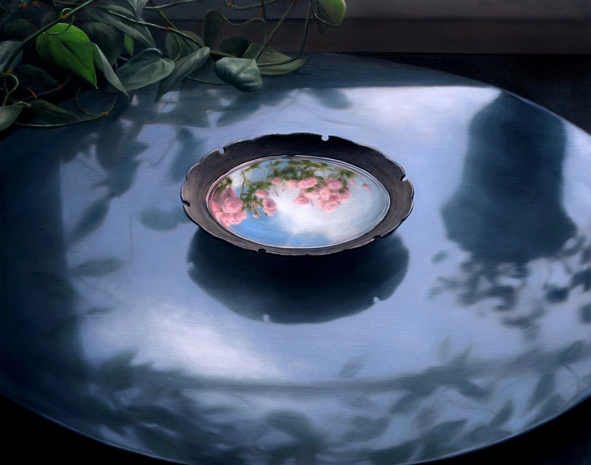 Bowl of Water on Black Table by David Stanger