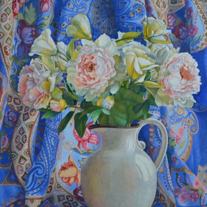 Azure Peonies by Anastasia Elena Baranoff