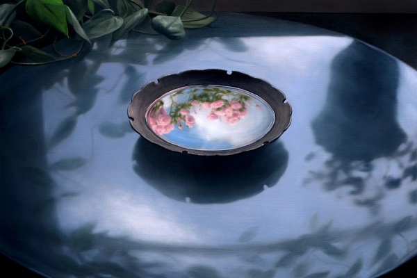 Bowl of Water on Black Table by David Stanger
